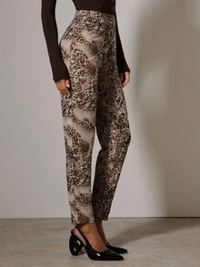 COSMINA 女士优雅豹纹紧身裤，秋冬 - 彩色 - 查看 7