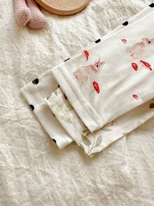 Vintaside Kids 3 Potong Set Bodysuit Bayi Perempuan, Gaya Pedesaan Modis Serbaguna Cocok untuk Semua, Bodysuit Lengan Panjang Motif Kelinci & Jamur Lucu, Cocok untuk Musim Semi, Musim Gugur & Musim Dingin - MultiWarna - View 6