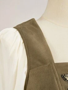 ROMWE EDITION Blusa de tirantes verde con bordado de mariposa y flores, talla grande - Burdeos - Ver 5