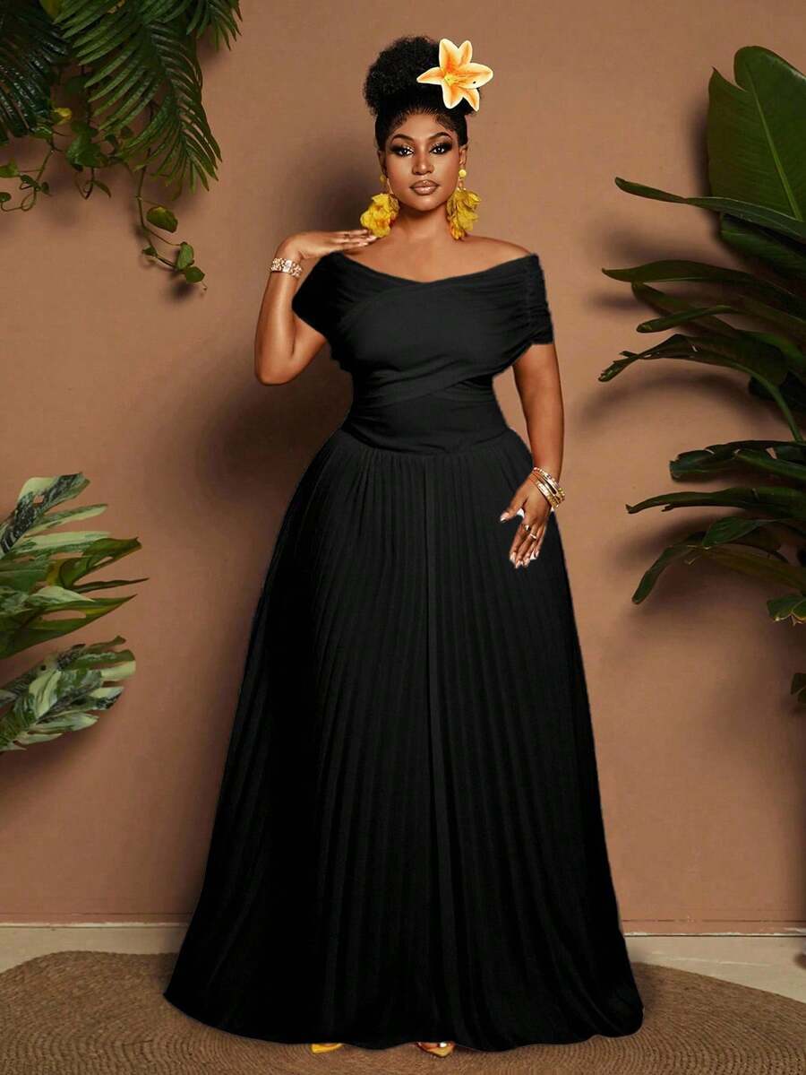 Maweii Vestido ajustado con cuello en V y línea A, con detalle de volantes, color albaricoque, elegante y minimalista, adecuado para brunch, cumpleaños, vacaciones de primavera/verano/otoño o citas - Negro - Ver 1