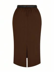 Velvienne Falda minimalista casual de unicolor talla grande