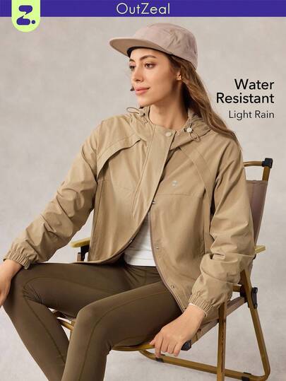 OutZeal 女士防水可调节帽侧口袋户外夹克徒步露营