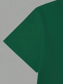 Manfinity LEGND 男士休闲天使标语印花T恤，夏季 - 墨綠色 - 查看 5