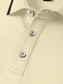 Calvornis Men's Contrast Color Half-Placket Casual Versatile Short Sleeve Polo Shirt Golf Shirt For Men Mens Polo Shirt