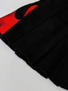 Whyspr Grunge Punk Plus Size Co-Ords Cool Flame Print Dark Party Halter Top With Mini Pleated Skirt Two-Piece Set Grunge Punk - Black - View 6