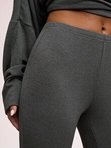 SHEIN BAE 女式纯色简约休闲裤 - 深灰色 - 查看 3