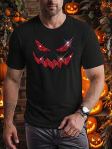 Manfinity NXTstreet Men's Halloween Element Rhinestone Embellished Drop Shoulder T-Shirt - Black - View 8