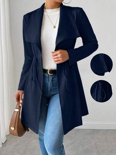 RosyDaze Casual Versatile Solid Color Drawstring Waist Jacket