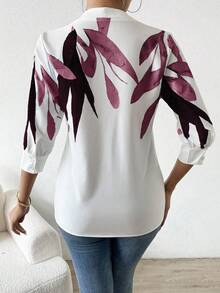 EMERY ROSE Áo sơ mi họa tiết hoa thanh lịch dành cho nữ khi đi làm - Màu Đỏ Sâu - Xem 2