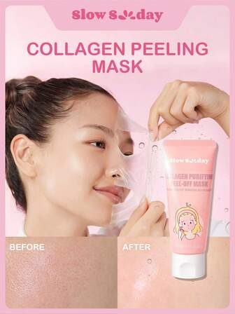 Slow Sunday Collagen Purifying Peel-Off Mask, Face Mask, Black Head Remover, Deep Cleansing, Korean Skincare, Collagen, Sodium Hyaluronate, Purifying Pores And Gently Exfoliates For Smoother, More Radiant Skin, Back To School, For Fall/Autumn, K Beauty