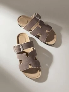 Solecia Sandalias planas deslizantes versátiles y minimalistas para mujer - Marrón - Ver 6