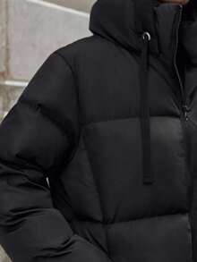 SHEIN Tall Giacca imbottita trapuntata Urban Shield - Vestibilità oversize con collo a imbuto con cordoncino, imbottitura antivento e design pronto per la strada