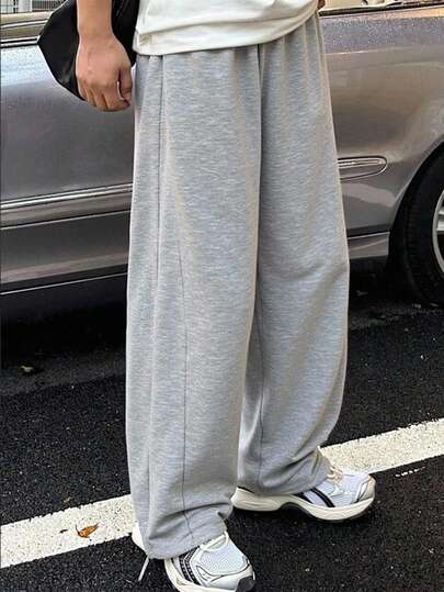 Mirajuku 1 件青少年休闲运动设计松紧腰运动裤，适合日常通勤、春秋季