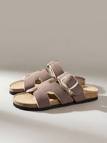 Solecia Sandalias planas deslizantes versátiles y minimalistas para mujer - Marrón - Ver 2