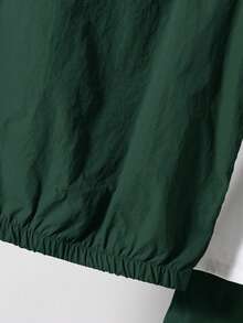 SHEIN 3pcs Dark Green Autumn Athletic Vacation Casual Collegiate Soft Hoodie Vest,Elastic Waist Pants Set With Bonus T-Shirt,Minimalist Multi-Pack Fashion - Dark Green - View 3