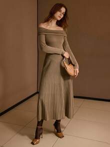 MOTF PREMIUM 秋冬褶饰毛衣裙