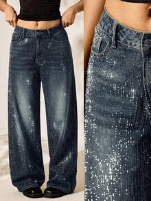 Easelle Washed Distressed Denim Shorts Summer - Dark Wash - View 1