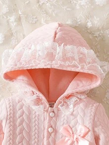 SHEIN Conjunto de suéter y mono de punto rosa para bebé niña, para primavera/otoño - Rosa - Ver 7