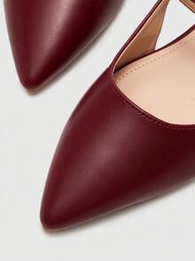 CUCCOO BIZCHIC Women's Pointed Toe Flat Maroon Strap Backless Comfortable Versatile Office Work Flats For Christmas - Burgundy - View 10