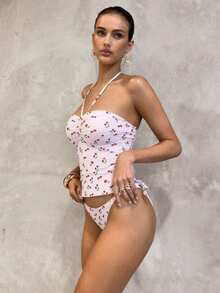 Swim Mod 2pcs Women Fruit Floral Gingham Bikini Set - Multicolor - View 4