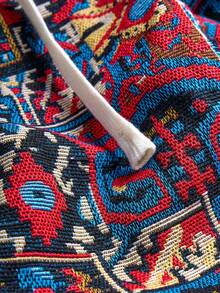 Manfinity EMRG Quần túi hộp rút dây eo phong cách Mỹ cổ điển dành cho nam, họa tiết hình học, dành cho mùa thu - Màu xanh lam - Xem 5