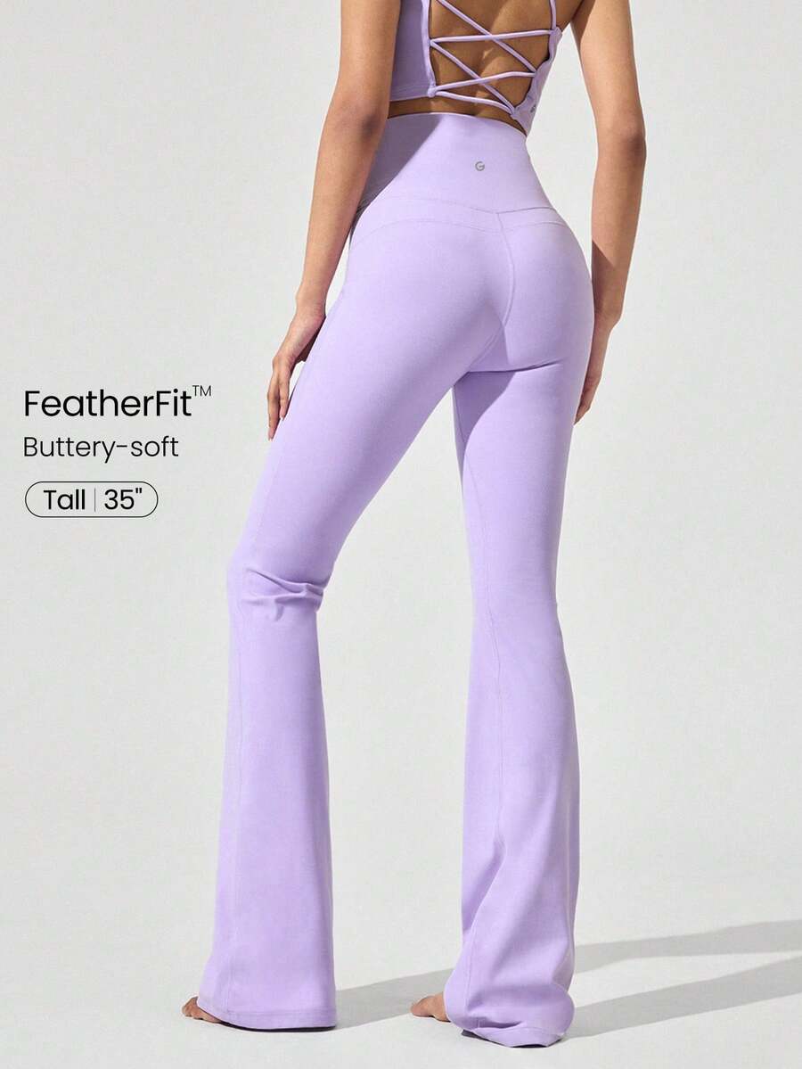 GLOWMODE 35英寸 FeatherFit™ Go Groove 超长喇叭紧身裤 低冲击瑜伽普拉提工作室日常休闲装 - 紫丁香色 - 查看 1