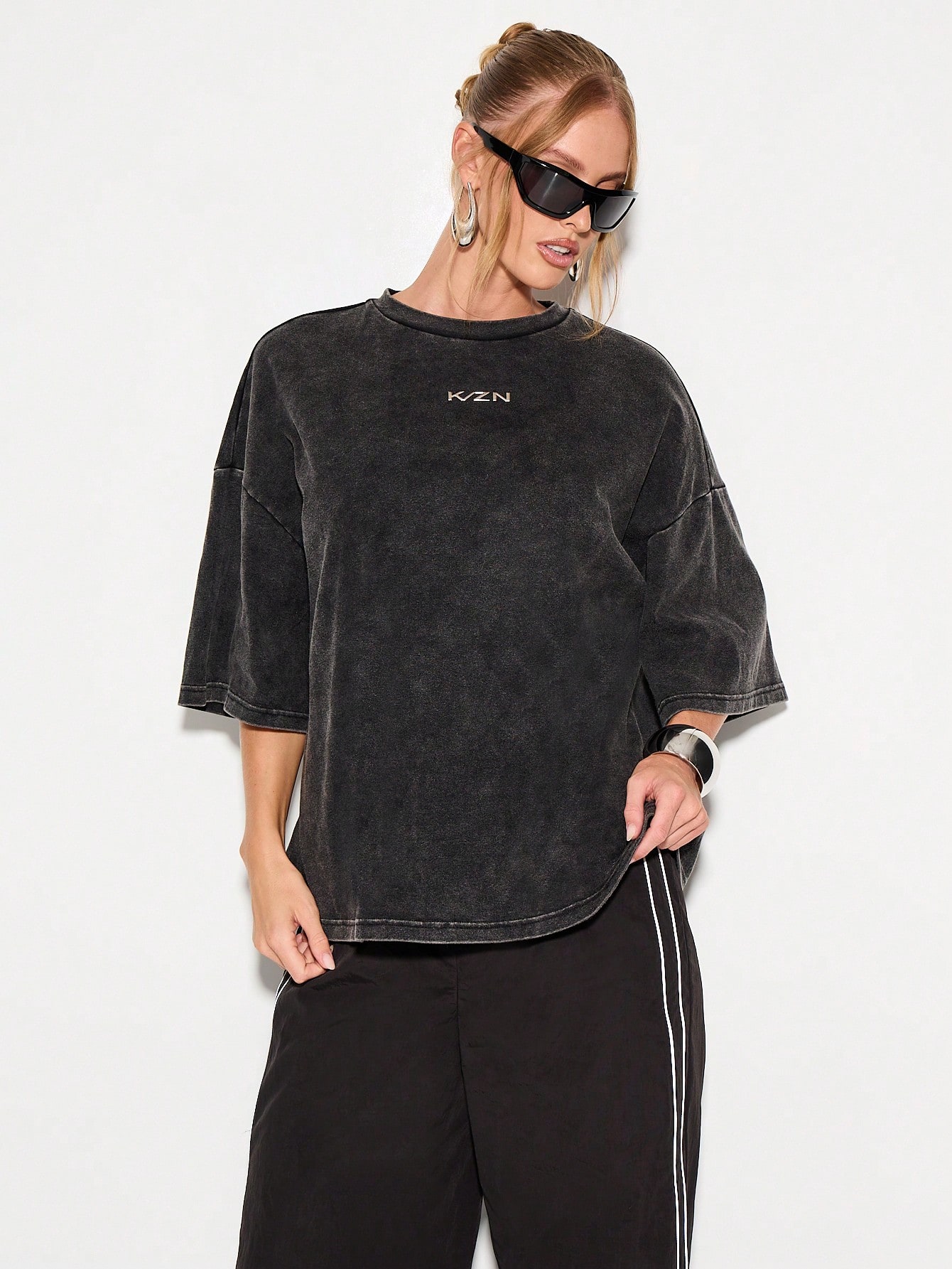 KIZN T-shirt oversize délavé avec imprimé KIZN