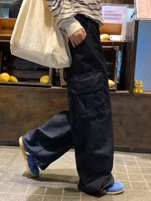 DAZY Women's Casual Loose Cargo Denim Jeans