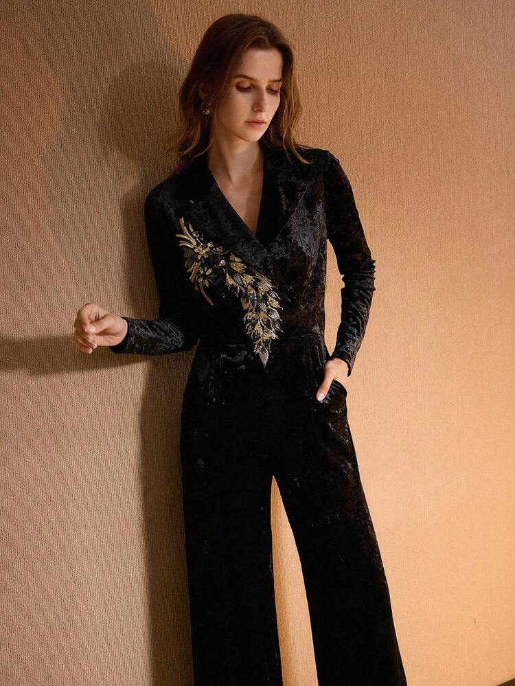 SEQUIN EMBROIDERY JUMPSUIT, FALL WINTER