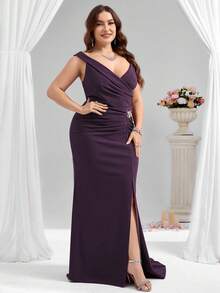 Coutiva Váy dạ hội trang trọng cỡ lớn (được đính nhiều họa tiết) - Màu tím - Xem 8