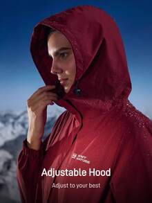 In My Nature Women's Burgundy Hooded Outdoor Hiking Jacket,Autumn Athletic Zipper Front Drawstring Waist Soft Shell Windbreaker,Versatile Warm Fall Winter Coat - Burgundy - View 6