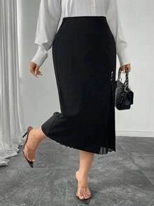 Modelyn Váy đi làm xếp ly bodycon thanh lịch đa năng cỡ lớn cho nữ - màu đen - Xem 6