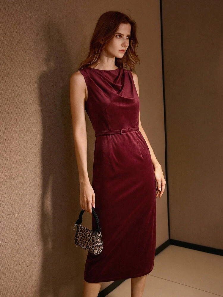 WOMEN'S VELVET ELEGANT FITTED DRESS, AUTUMN/WINTER
