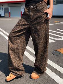 DAZY Quần jeans ống đứng dáng rộng thoải mái cho nữ, hàng mới về mùa hè - màu nâu - Xem 7