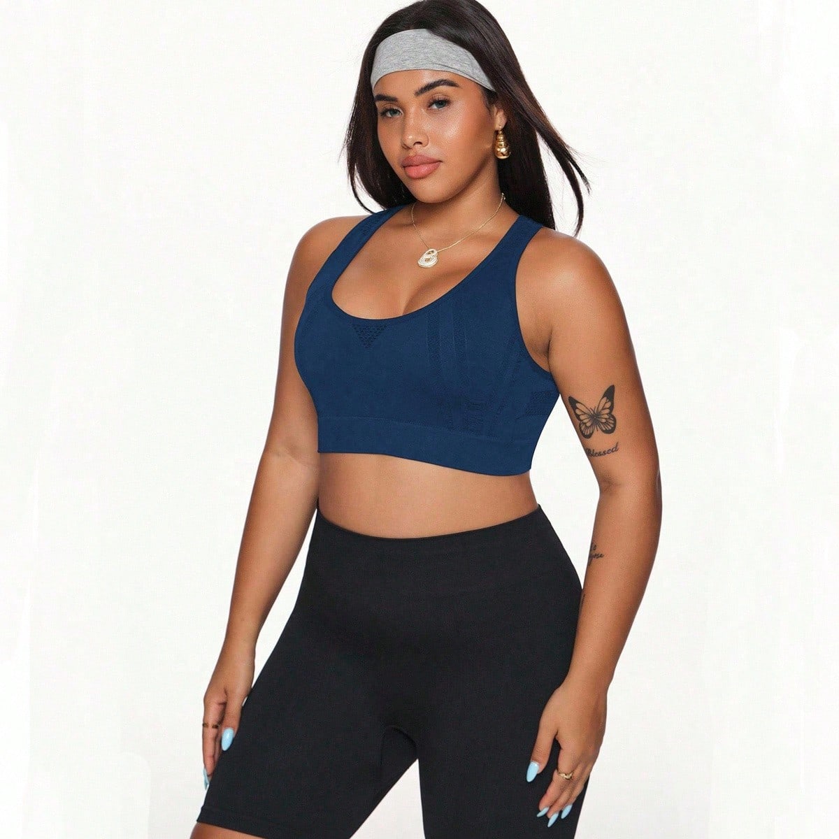 Sujetador deportivo sin costuras, transparente y sin espalda, para mujeres de talla grande