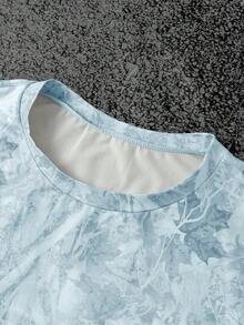 Manfinity Dauomo Áo thun nam tay ngắn tối giản thường ngày, phù hợp cho mùa hè - Màu xanh nhạt - Xem 5