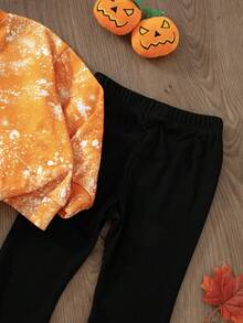 2pcs/Set Young Girl Cute Cartoon Princess Sweatshirt & Sweatpants, Fashionable Sports Style Suitable For School And Sports, For Halloween Party