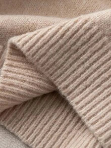 SHEIN Franclia Frauen Lässig Pailletten Patchwork Langarm Pullover Pullover, Herbst, Drop-Shoulder - Aprikosenfarben - Übersicht 6