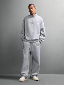SUMWON Half Zip Sweatshirt With Matching Jogger Pants Set - Grey - View 1