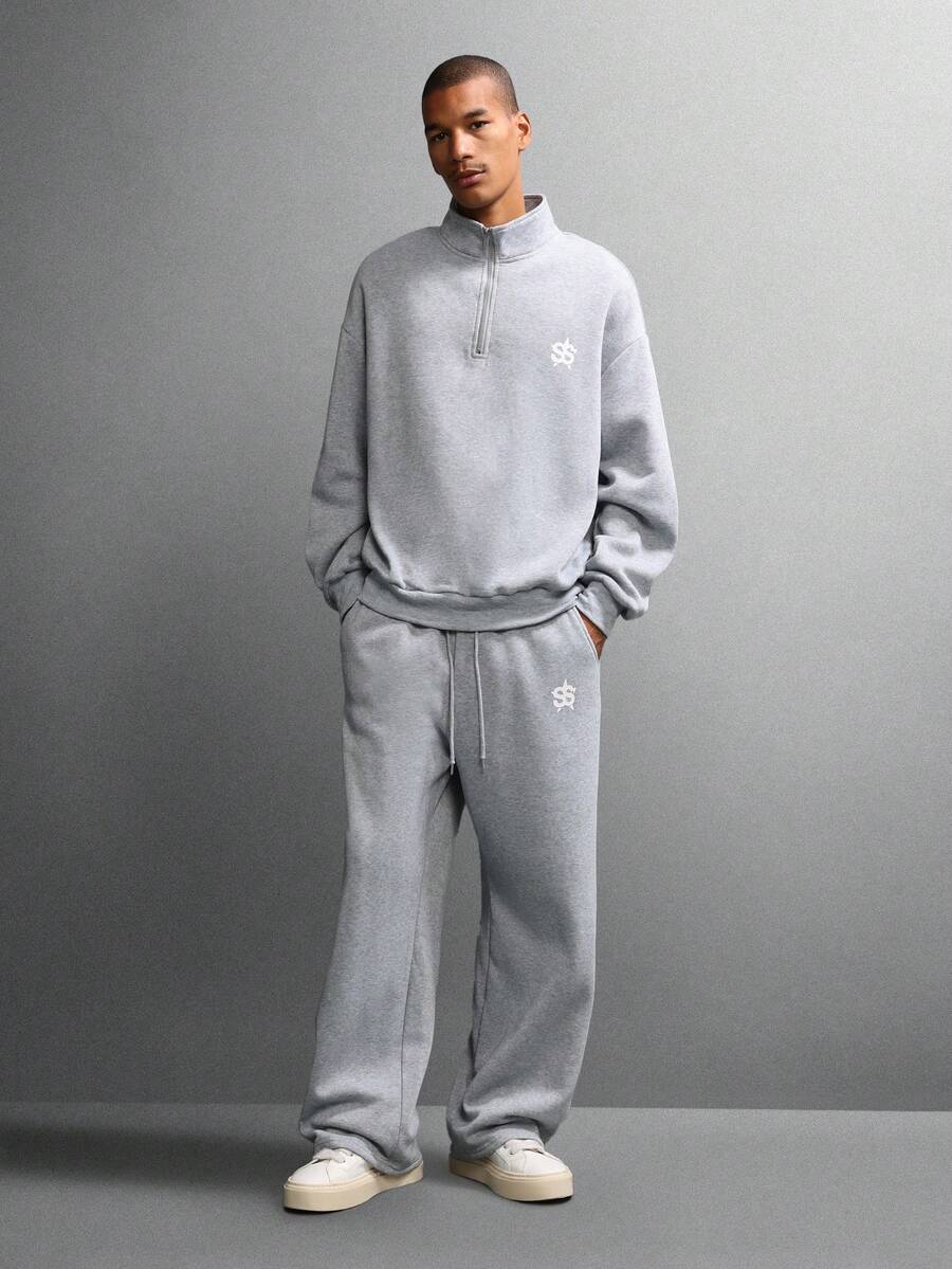 SUMWON Half Zip Sweatshirt With Matching Jogger Pants Set - Grey - View 1