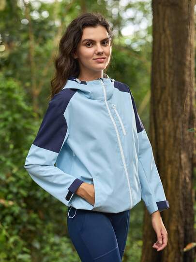 In My Nature Women's Contrast Color Patchwork Outdoor Windbreaker Jacket Women Rain Jacket Waterproof Jacket Women Thermal Thick Warm Jacket