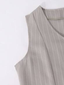 Sparklyn 2 件套青少年都市通勤优雅学院派对条纹背心 + 西装裤套装 - 彩色 - 查看 7