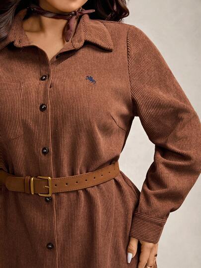 Zelara Plus Size Women Knight Print Vintage Corduroy Fabric Shirt Dress Fall Clothes For Women Fall Dresses For Women Winter Dress Women Women's Winter Clothes Winter Clothes Going Out Tops Going Out Outfit Chic Dress Female Country Look Country Dress For Women Brown Dress Brown Skirt Brown Winter Dress Women Women's Winter Clothes Autumn Outfits For Women Winter Dresses For Women Brown Dress Autumn Dress Winter Clothes For Women Winter Dresses For Women Brown Blouses Belted Dress Women Brown Sweater R