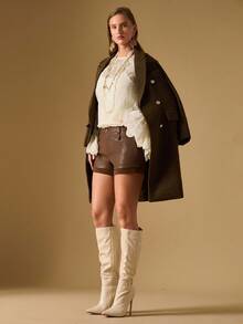 Briarwyn Shorts femme mode couleur unie taille basse, shorts  marron, shorts  femme, shorts marron femme, style Old Money - Tabac - Voir 6