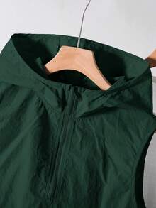 SHEIN 3pcs Dark Green Autumn Athletic Vacation Casual Collegiate Soft Hoodie Vest,Elastic Waist Pants Set With Bonus T-Shirt,Minimalist Multi-Pack Fashion - Dark Green - View 5