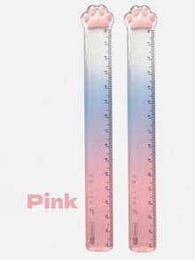 1pc Cute Cat Paw Straight Ruler, 15cm Transparent Drawing Ruler, Highly Attractive Gradient Plastic Measuring Ruler, Student Stationery, Cartoon Creative Bookmarks, Pink Agenda Ruler, Drawing Measuring Tool, Prize Or Gift