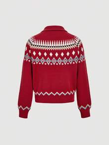 SHEIN MOD Áo len cardigan màu đỏ ấm áp cho nữ mùa thu/đông Áo len cardigan màu đỏ cho nữ Áo len cardigan cài nút cho nữ Áo len Giáng sinh cho nữ, Áo len mùa đông, Quần áo năm mới, Áo len đỏ, Áo len dài tay - Đỏ - Xem 4