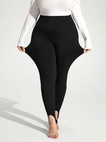 Enliva 大码女式修身保暖打底裤，适合万圣节/秋季/冬季穿着 - 黑色 - 查看 8