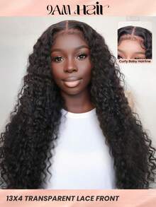 Transparent Lace Water Wave 13 X 4 180% 20-26 Inch Natural Black Color Lace Front Wig With Baby Hair Pre Plucked Human Hair Daily Use For Women Stylish Wig Glueless Frontal Wigs Weaves Human Hair Vacation Essentials Halloween Costume - SNatural - View 2