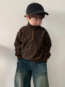 DAZY 男宝宝韩版豹纹翻领宽松长袖上衣秋冬